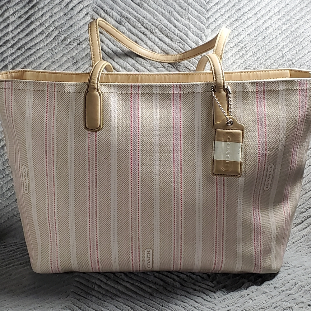 COACH Legacy Weekend Ticking PVC Tote Bag Purse